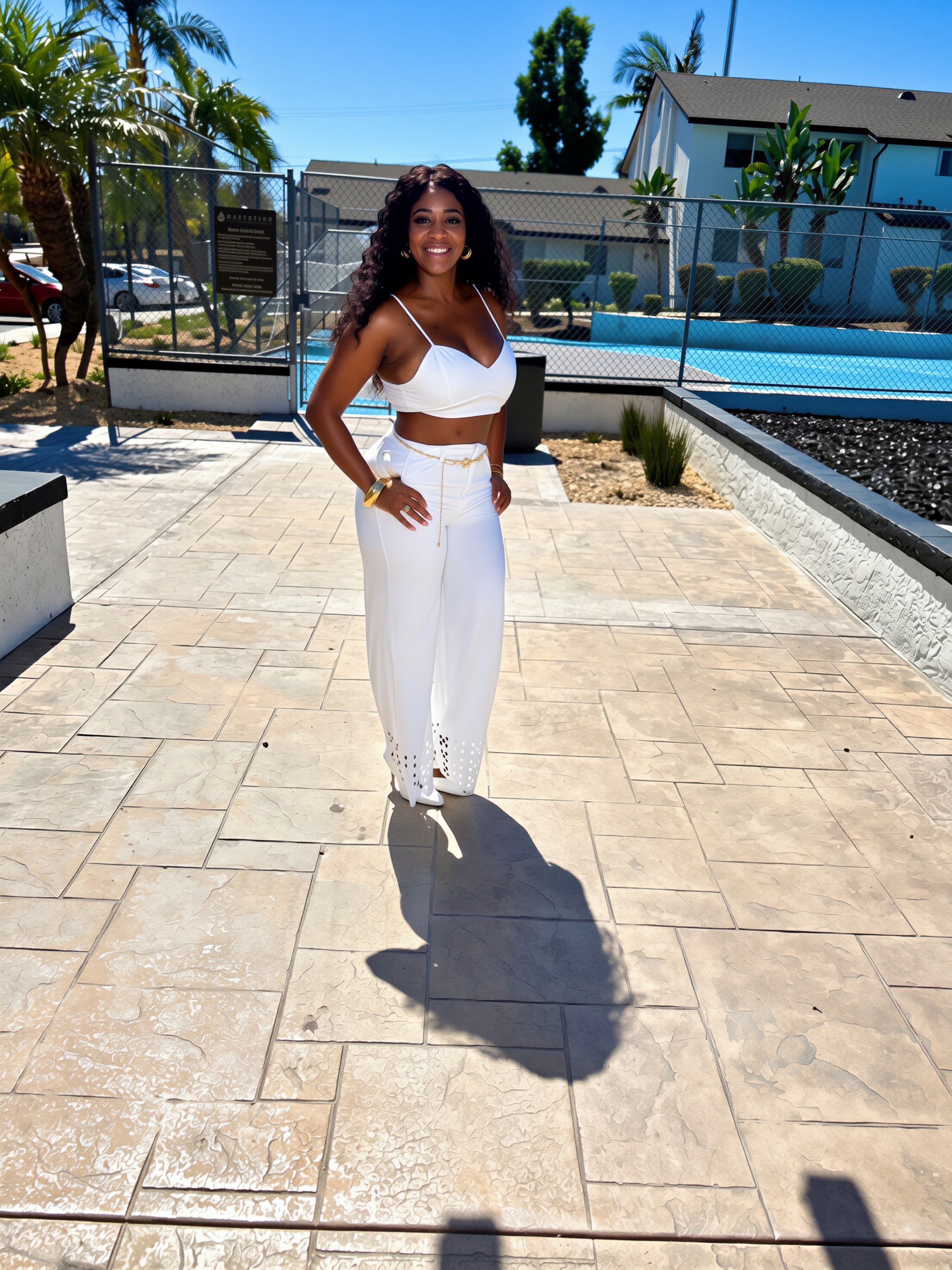 Sun-Drenched Two-Piece Crop Top & Trouser Set