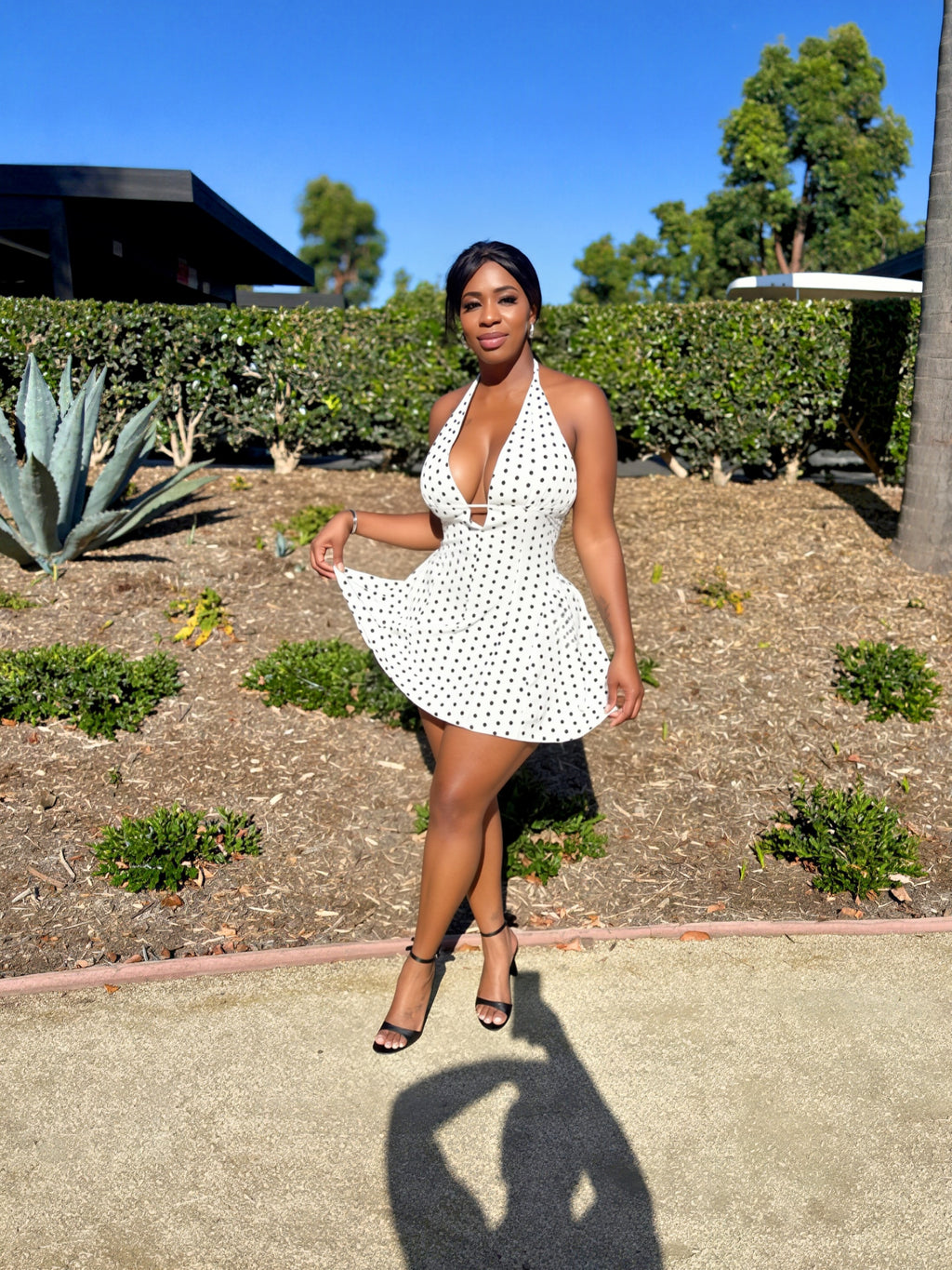 Polka Dot Halter Mini Dress