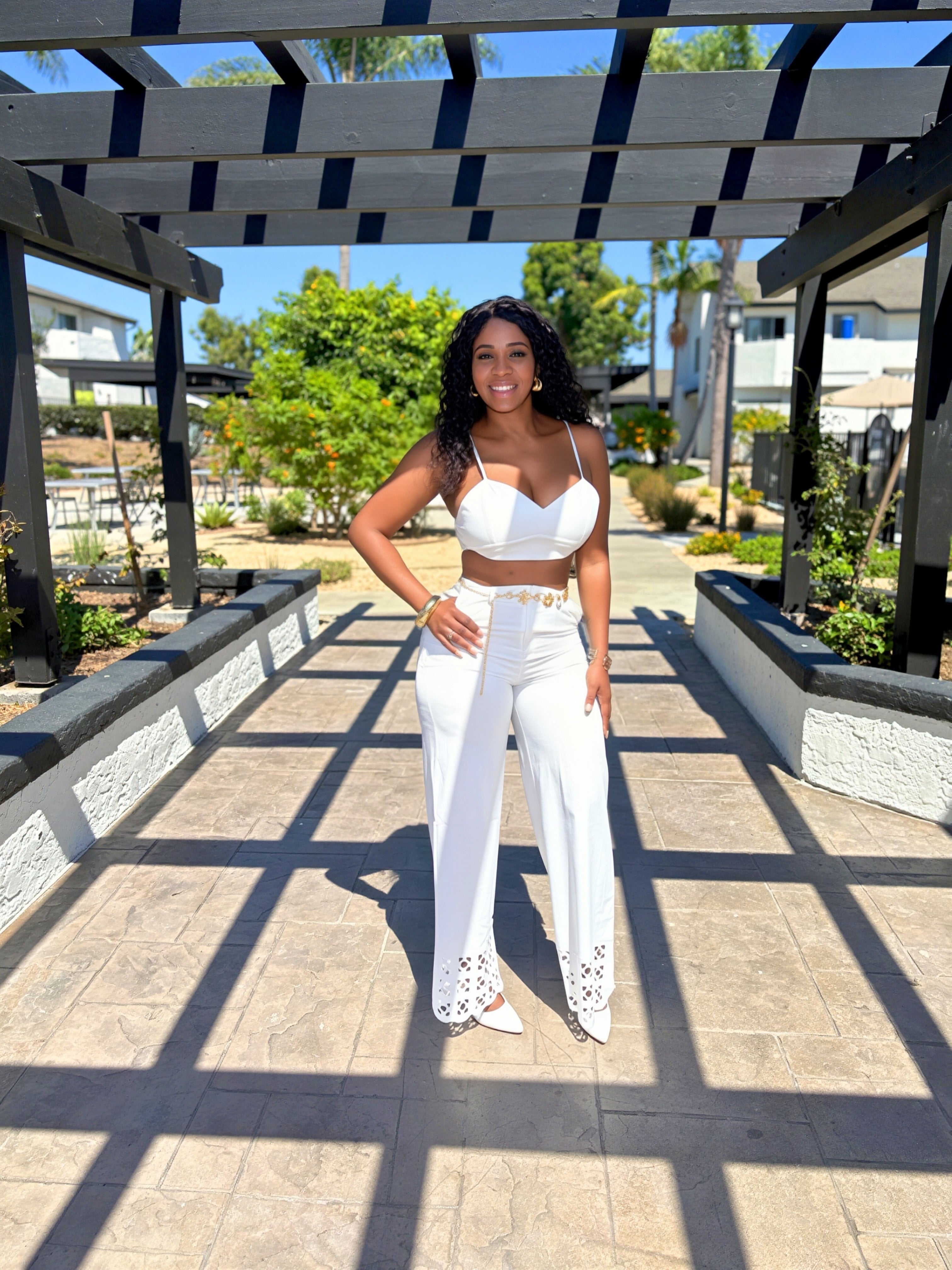 Sun-Drenched Two-Piece Crop Top & Trouser Set