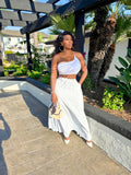 Skyline Blue & White High-Waist Maxi Skirt Set