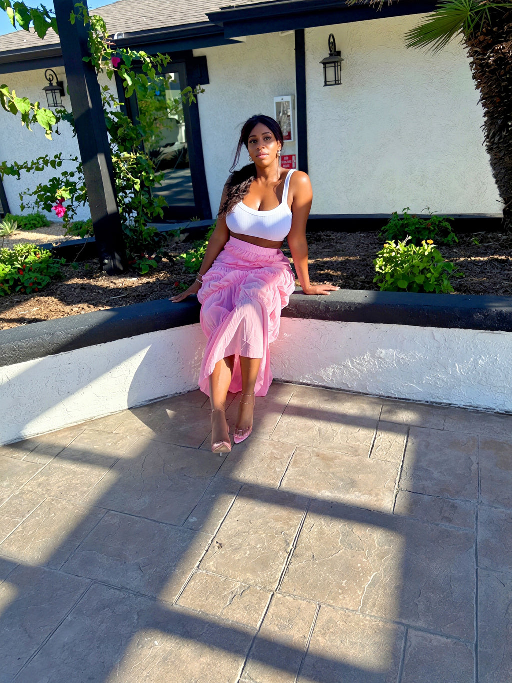 Sheer Tiered Maxi Skirt Set