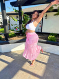 Sheer Tiered Maxi Skirt Set