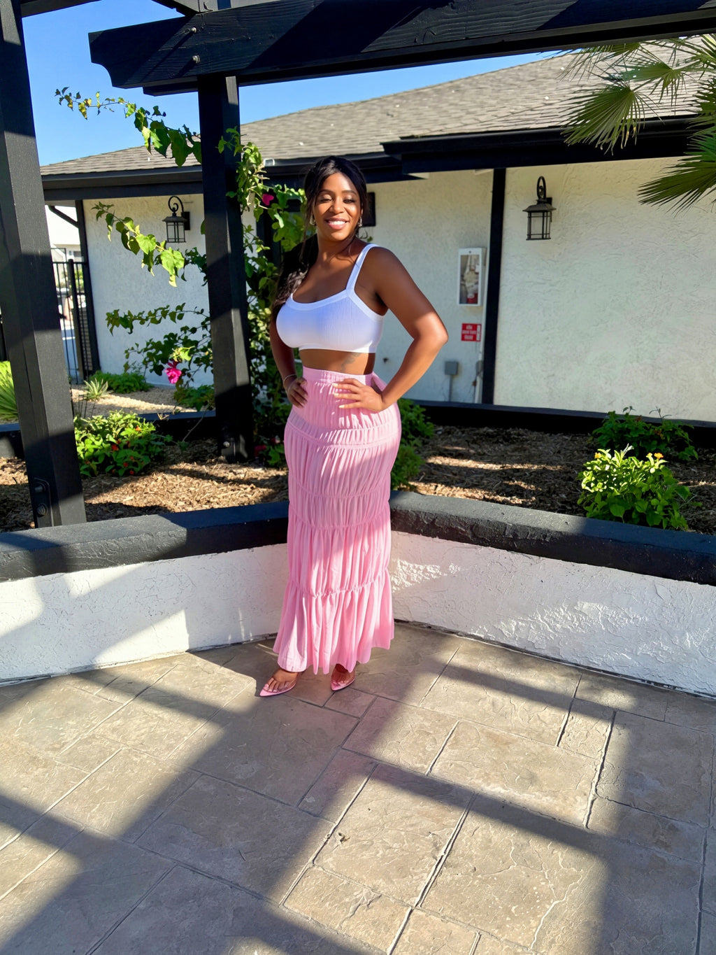 Sheer Tiered Maxi Skirt Set
