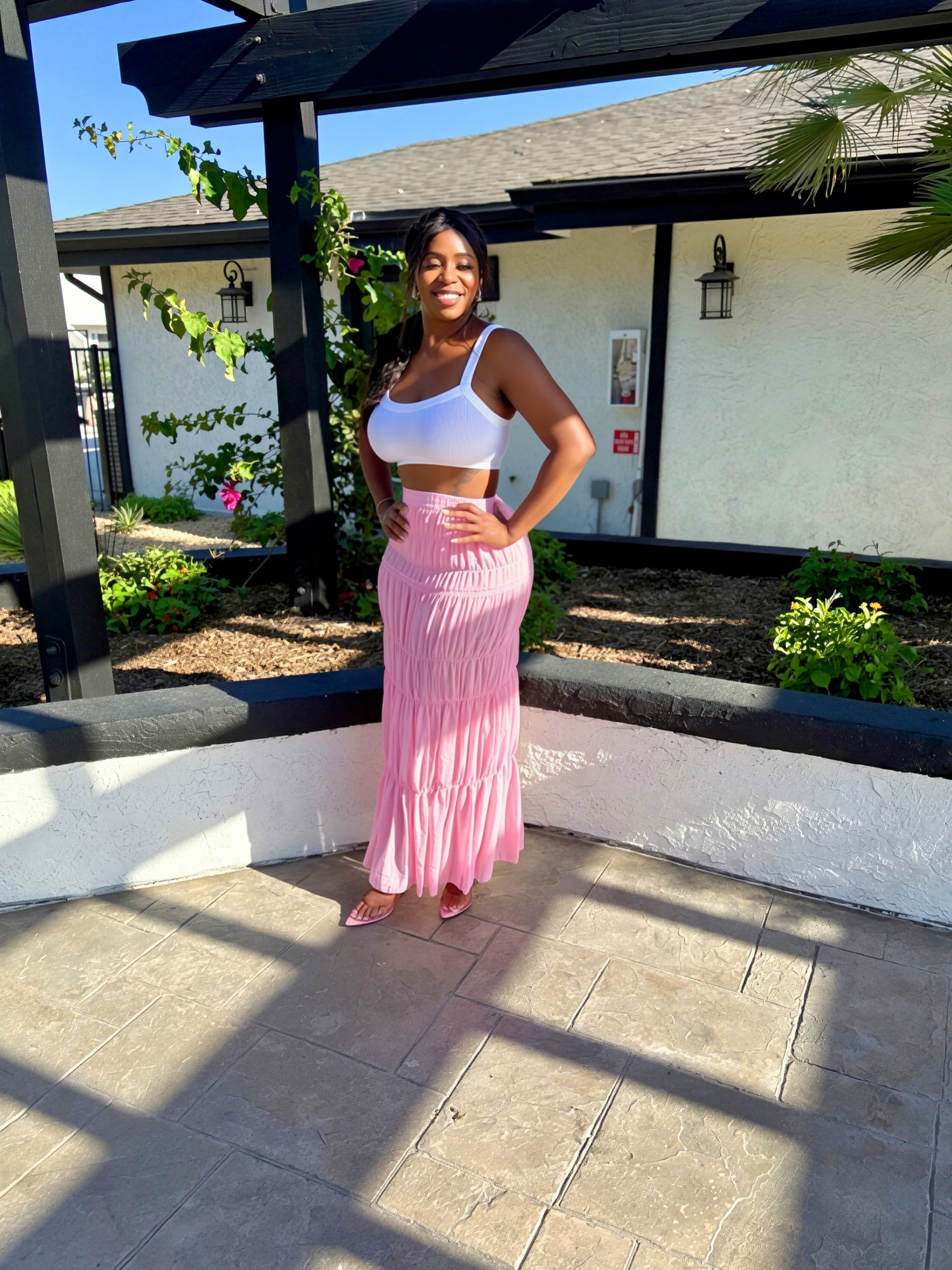 Sheer Tiered Maxi Skirt Set
