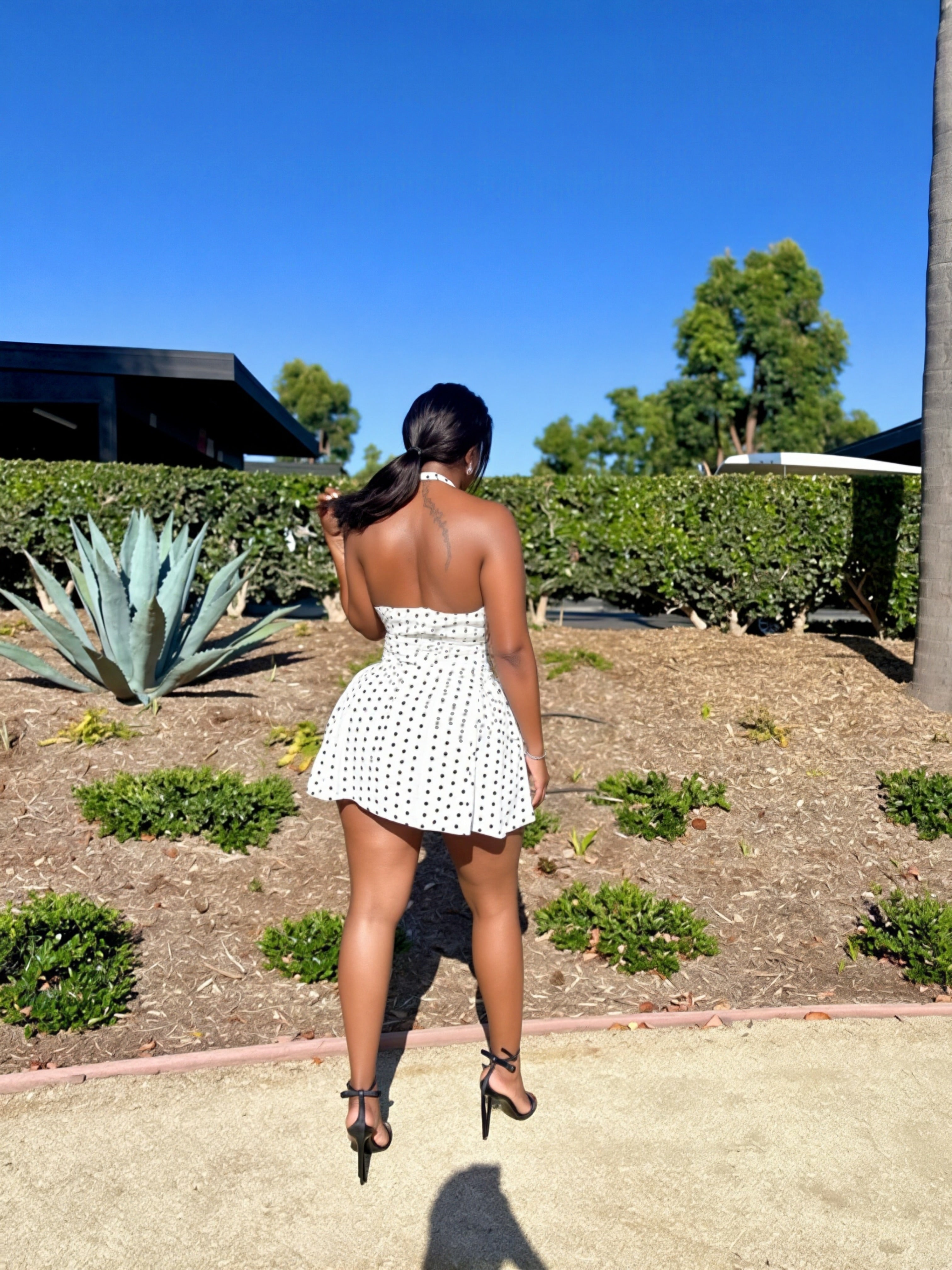 Polka Dot Halter Mini Dress