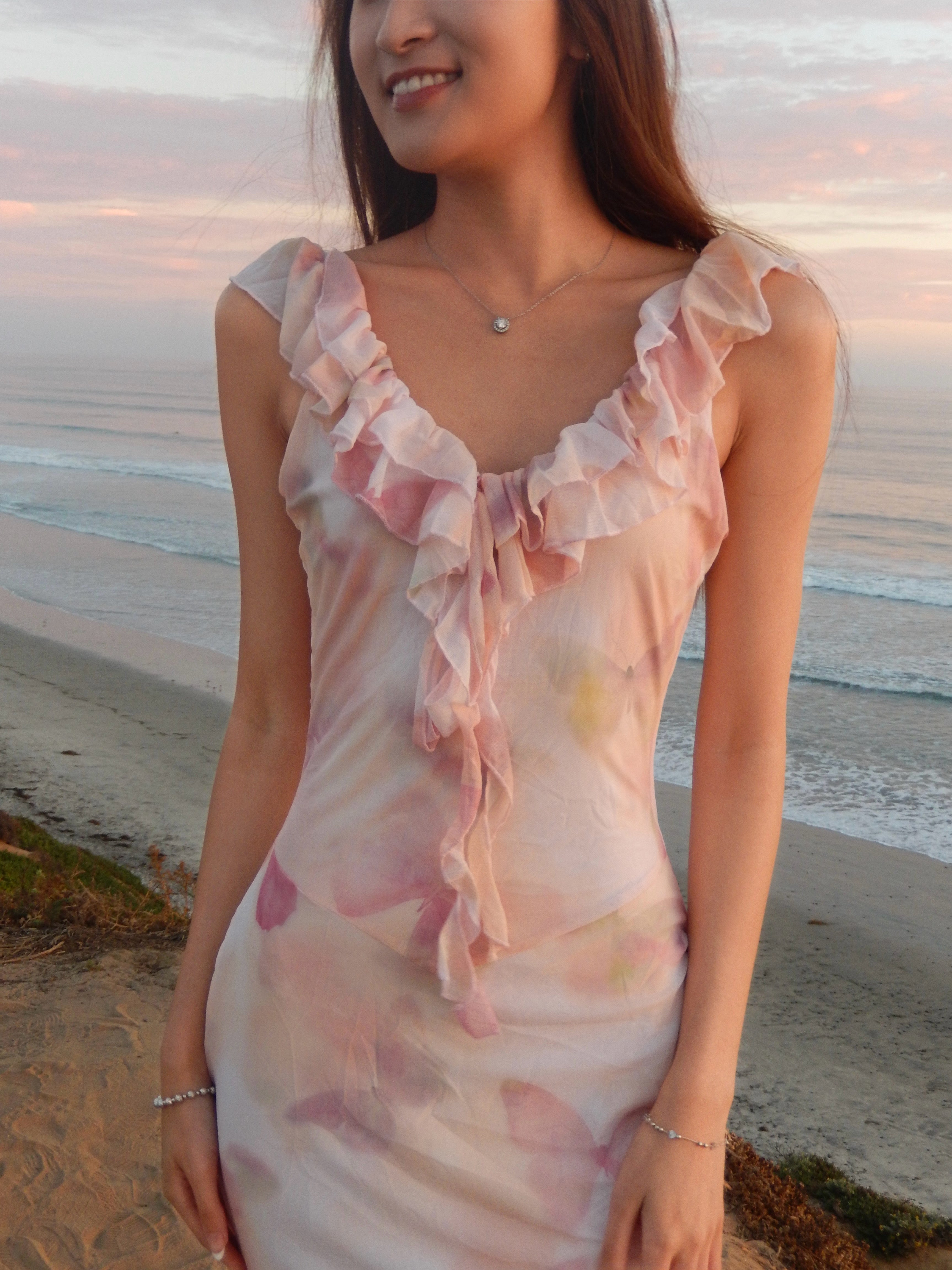 pink satin dress